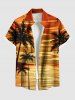 Ensemble chemise et barboteuse hawaïennes assorties, tenue de plage grande taille, imprimé cocotiers et paysage marin, pour couples - Orange 