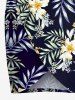 Tenue de plage hawaïenne assortie grande taille à imprimé feuilles tropicales et fleurs d'hibiscus pour couples - Noir 