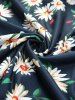 Daisy Flowers Leaf Print Surplice Ruched Heart Buckle Tank Dress -  