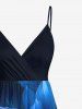 Plus Size Flowers Print Surplice Hawaii Cami Dress -  