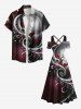 Robe longue hawaïenne grande taille à imprimé floral et feuilles galaxie, épaules dénudées et croisée - Noir 6X