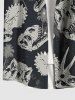Plus Size Dinosaur Skulls Coconut Tree Print Buttons Pocket Hawaii Shirt For Men -  