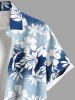 Plus Size Hibiscus Flowers Leaf Ombre Colorblok Print Buttons Pocket Hawaii Shirt For Men -  
