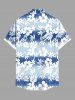 Plus Size Hibiscus Flowers Leaf Ombre Colorblok Print Buttons Pocket Hawaii Shirt For Men -  