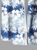 Plus Size Hibiscus Flowers Leaf Ombre Colorblok Print Buttons Pocket Hawaii Shirt For Men -  