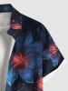 Plus Size Hibiscus Flowers Light Spot Print Buttons Pocket Hawaii Shirt For Men -  