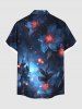 Plus Size Hibiscus Flowers Light Spot Print Buttons Pocket Hawaii Shirt For Men -  