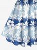 Plus Size Hibiscus Flowers Leaf Ombre Colorblok Print Hawaii Tank Dress -  
