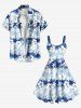 Plus Size Hibiscus Flowers Leaf Ombre Colorblok Print Hawaii Tank Dress -  