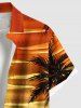 Plus Size Coconut Tree Seascape Print Buttons Pocket Hawaii Shirt For Men -  