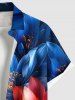 Plus Size Flowers Print Buttons Pocket Hawaii Shirt For Men -  