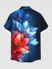 Plus Size Flowers Print Buttons Pocket Hawaii Shirt For Men -  