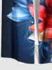 Plus Size Flowers Print Buttons Pocket Hawaii Shirt For Men -  
