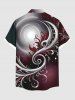 Plus Size Galaxy Floral Leaf Print Buttons Pocket Hawaii Shirt For Men -  