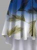 Plus Size Coconut Tree Tropical Leaf Ombre Colorblock Print High Low Hawaii Cami Dress -  