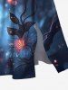 Robe mi-longue hawaïenne fendue à imprimé pois et fleurs d'hibiscus grande taille - Bleu profond 1X