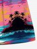 Plus Size Coconut Tree Seascape Sun Colorful Cloud Print Hawaii Beach Shorts For Men -  
