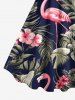 Plus Size Tropical Leaf Hibiscus Flower Flamingo Print Hawaii A Line Tank Dress -  