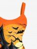 Plus Size Pumpkin Ghost Tree Castle Bat Moon Print Halloween Costume A Line Dress -  
