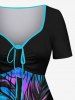 Plus Size Colorful Ombre Hibiscus Flower Print Hawaii Cinched A Line Dress -  