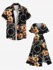 Robe mi-longue hawaïenne grande taille à imprimé bulles de fleurs de lys et poches fendues - Noir M