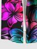 Plus Size Colorful Ombre Hibiscus Flower Print Hawaii Button Pocket Shirt For Men -  