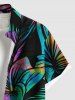 Plus Size Colorful Ombre Hibiscus Flower Print Hawaii Button Pocket Shirt For Men -  