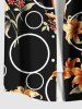 Plus Size Lily Flower Bubble Print Hawaii Button Pocket Shirt For Men -  