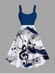 Plus Size Musical Notation Print Hawaii Tank Dress -  