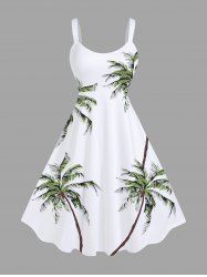Plus Size Coconut Tree Print Hawaii Tank Dress -  