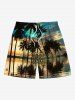 Coconut Tree Sea Reflection Cloud Print Plus Size Matching Hawaii Beach Outfit For Couples -  