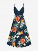 Tropical Leaf Hibiscus Flower Print Plus Size Matching Hawaii Beach Outfit For Couples -  
