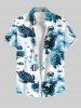 Tenue de plage hawaïenne assortie grande taille à imprimé tortue, crabe, poisson et créature marine pour couples - Bleu profond 