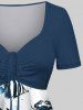 Tenue de plage hawaïenne assortie grande taille à imprimé tortue, crabe, poisson et créature marine pour couples - Bleu profond 