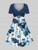 Tenue de plage hawaïenne assortie grande taille à imprimé tortue, crabe, poisson et créature marine pour couples - Bleu profond 