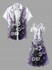 Tenue de plage hawaïenne assortie grande taille à imprimé floral et feuilles ombré, idéale pour les couples - Violet clair 