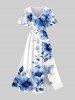 Flowers Leaf Print Plus Size Matching Hawaii Beach Outfit For Couples -  