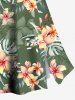 Tenue de plage hawaïenne assortie grande taille à imprimé feuilles tropicales et fleurs pour couples - Vert 