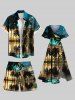 Plus Size Coconut Tree Seascape Print Hawaii Beach Shorts For Men -  