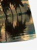 Plus Size Coconut Tree Seascape Print Hawaii Beach Shorts For Men -  