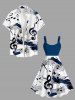 Plus Size Musical Notation Print Hawaii Tank Dress -  