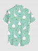 Plus Size Goose Flowers Dragonfly Wheat Print Buttons Pocket Hawaii Shirt For Men -  