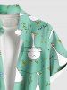 Plus Size Goose Flowers Dragonfly Wheat Print Buttons Pocket Hawaii Shirt For Men -  