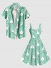 Plus Size Goose Flowers Dragonfly Wheat Print Hawaii Tank Dress -  