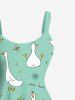 Plus Size Goose Flowers Dragonfly Wheat Print Hawaii Tank Dress -  