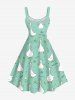 Plus Size Goose Flowers Dragonfly Wheat Print Hawaii Tank Dress -  