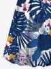 Robe camisole hawaïenne à imprimé feuilles tropicales et fleurs grande taille - Bleu XXS