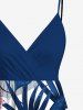 Robe camisole hawaïenne à imprimé feuilles tropicales et fleurs grande taille - Bleu XXS