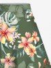 Plus Size Flowers Tropical Leaf Print Split Hawaii Skirt -  
