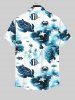 Plus Size Turtle Crab Fish Sea Creature Pritn Buttons Pocket Hawaii Shirt For Men -  